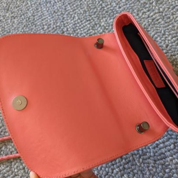 Coachella "V" Coral Calfskin Leather Crossbody Bag - Picture 2 of 3